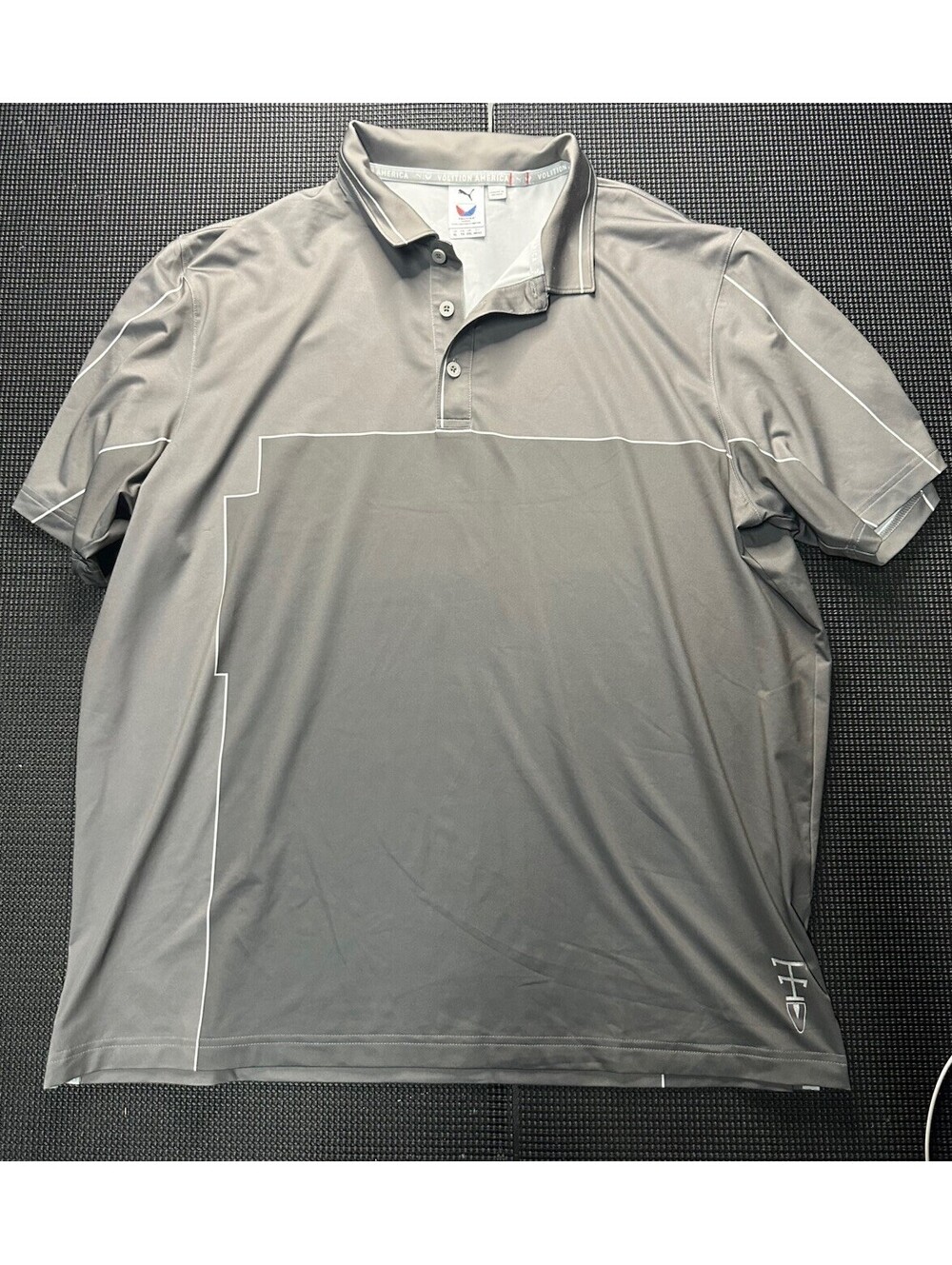 Puma Volition America Polo Shirt Mens XL Gray Golf Performance USA Flag